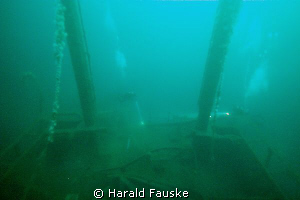 Tech divers exploring ss rimage, resting at 150 feet depth by Harald Fauske 